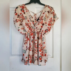 OBOE floral sheer baby doll woman's blouse, size small